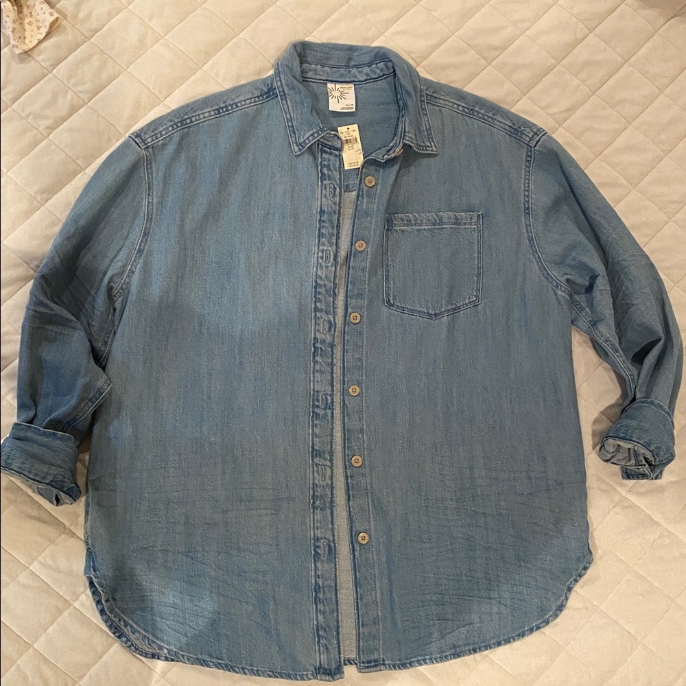 Aerie Oversized Denim Button-Up Shirt